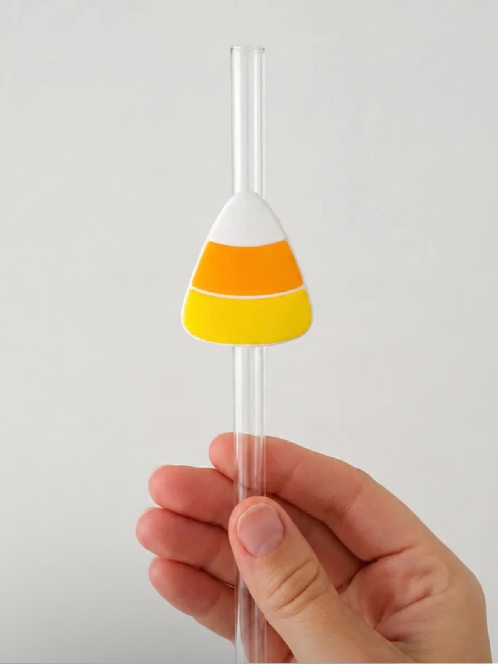 Candy Corn Drink Straw Topper - Yellow, Orange & White